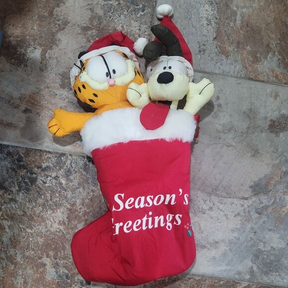 Vintage Garfield and Odie Christmas Stocking Plush Stuff It Stocking - Picture 9 of 10